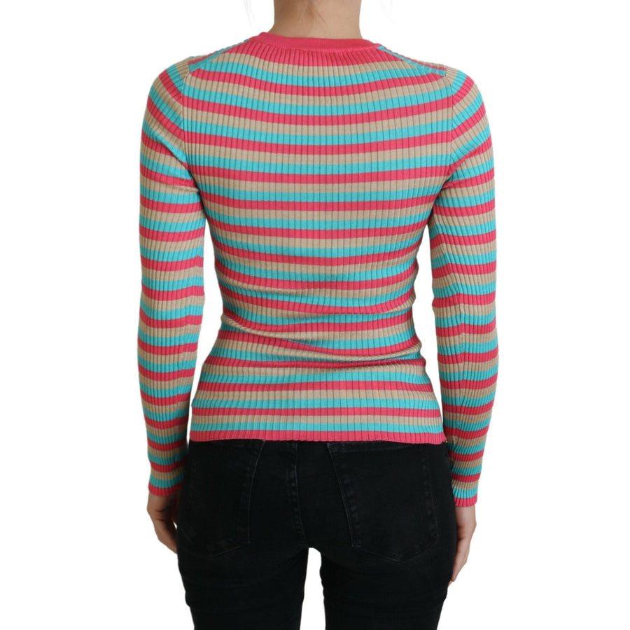 Dolce & Gabbana Elegant Striped Silk Crewneck Pullover