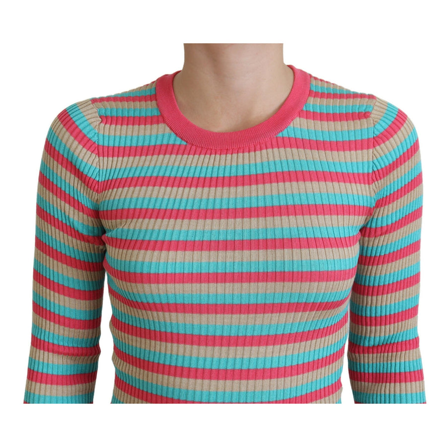 Dolce & Gabbana Elegant Striped Silk Crewneck Pullover