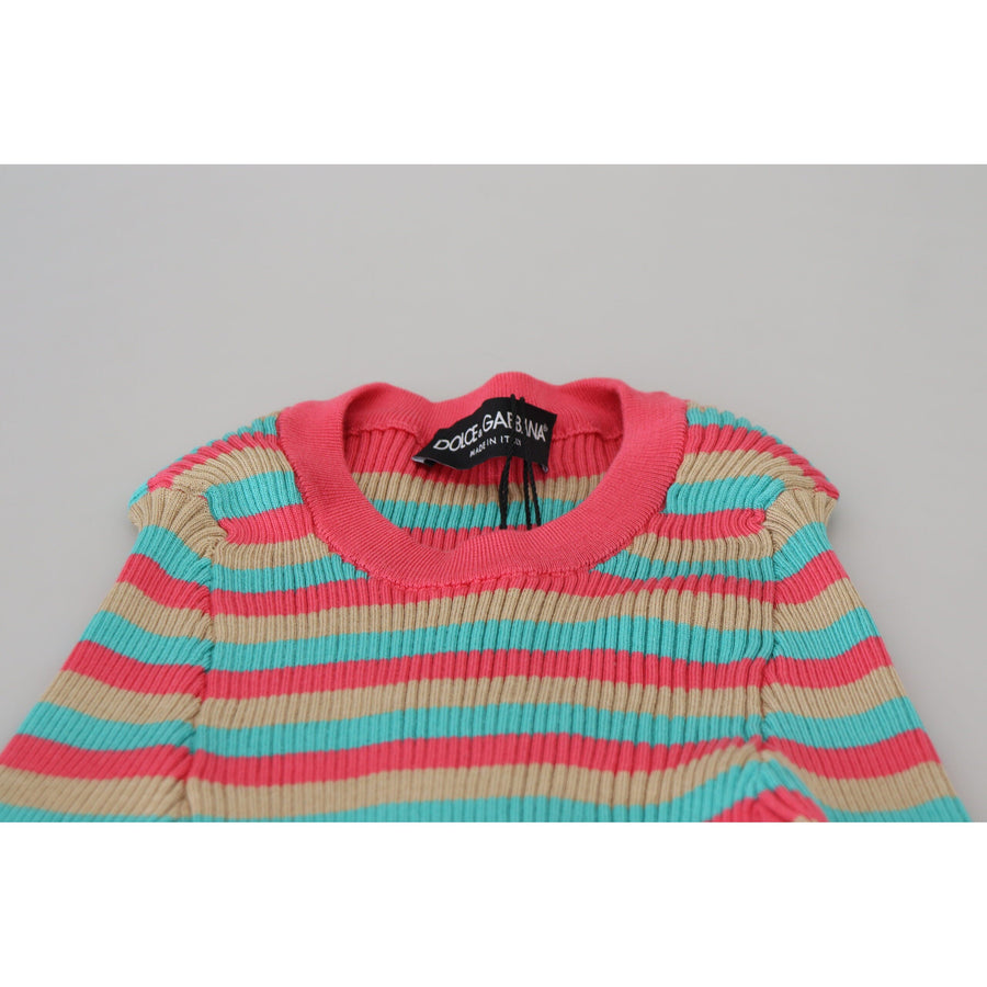 Dolce & Gabbana Elegant Striped Silk Crewneck Pullover