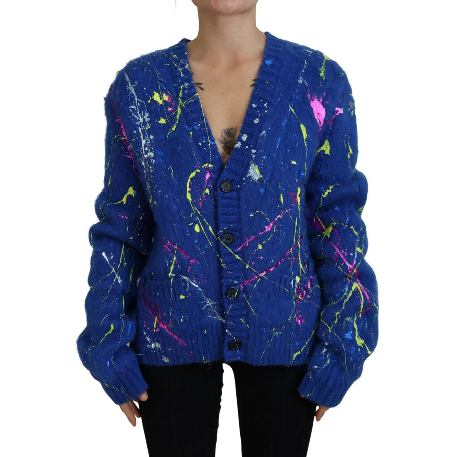 Dolce & Gabbana Elegant Multicolor Splash Mohair Cardigan