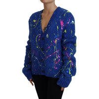 Dolce & Gabbana Elegant Multicolor Splash Mohair Cardigan