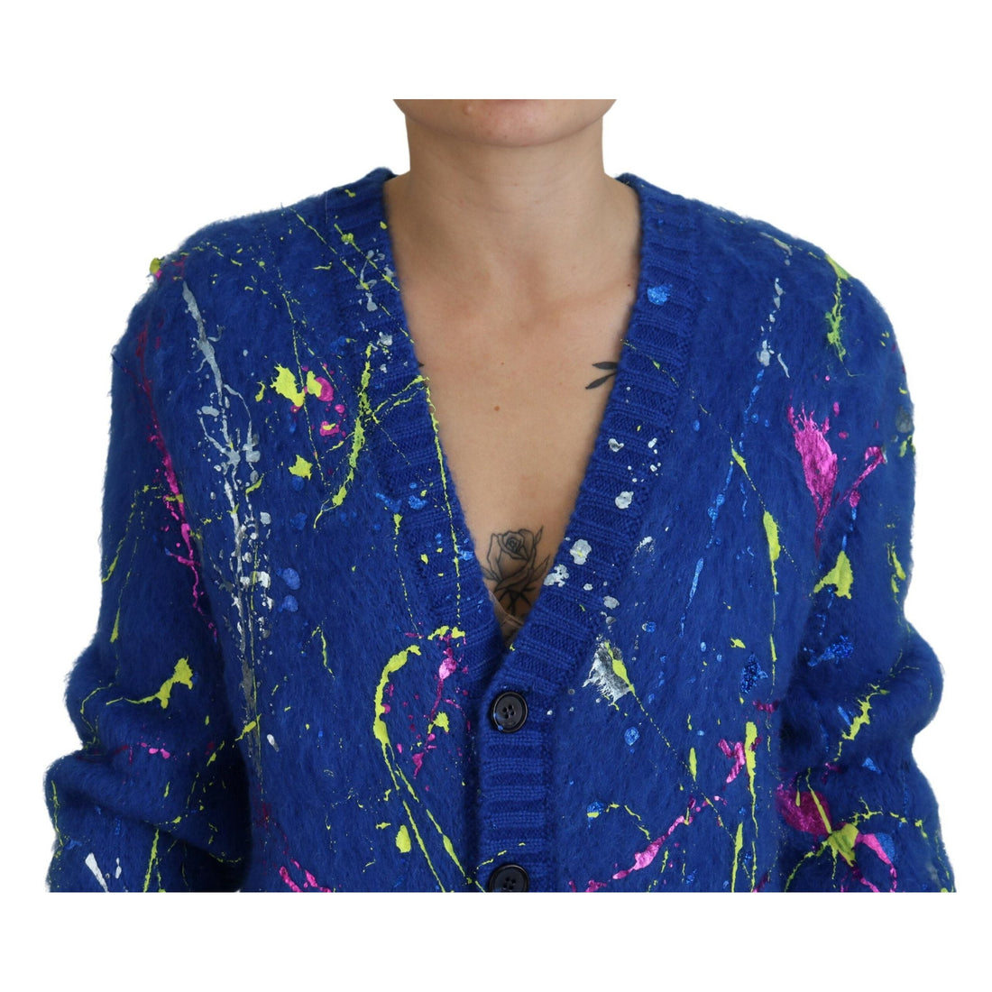 Dolce & Gabbana Elegant Multicolor Splash Mohair Cardigan