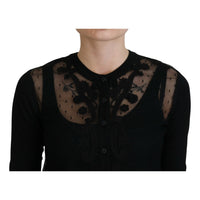 Dolce & Gabbana Elegant Black Floral Lace Cardigan Sweater