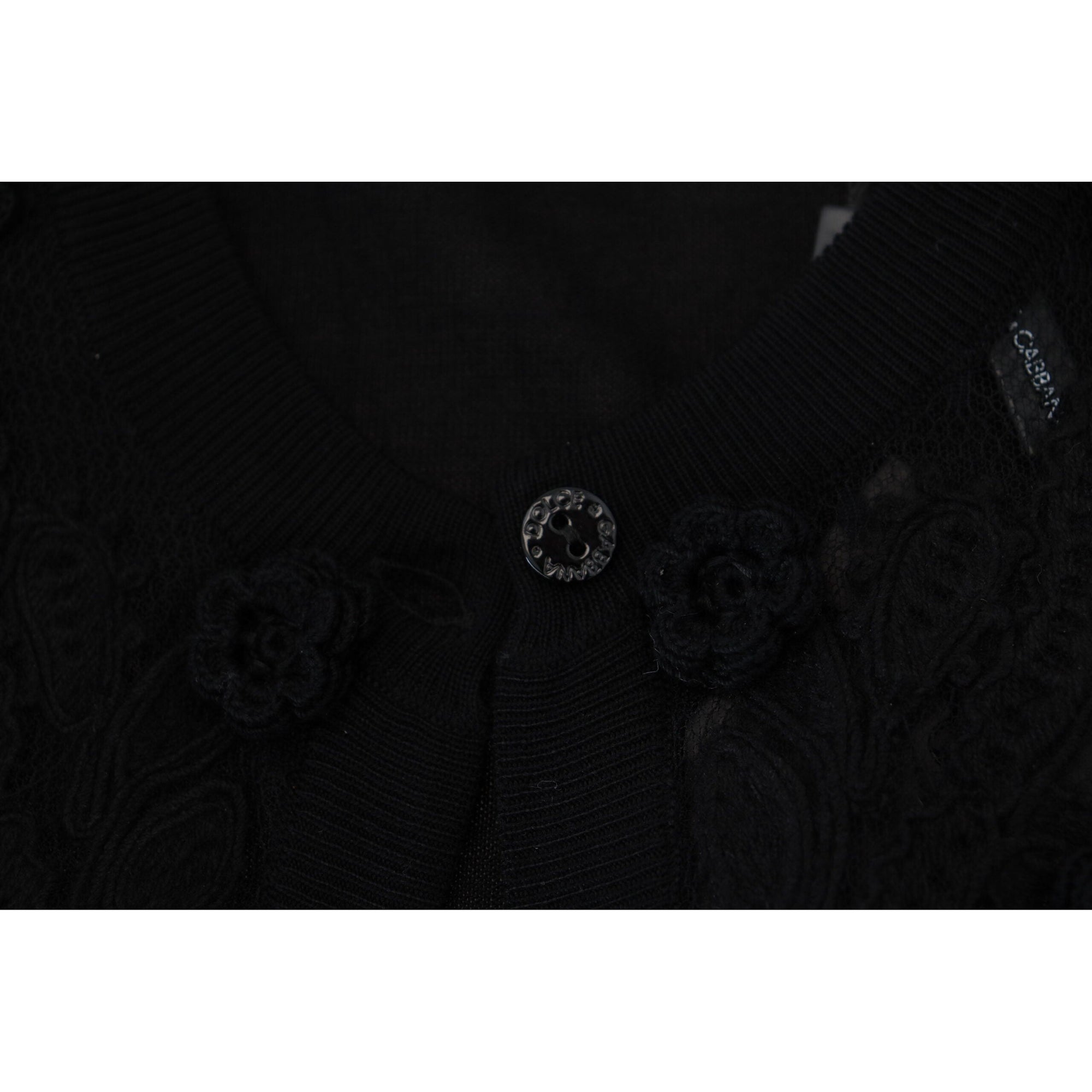 Dolce &amp; Gabbana Elegant Black Floral Lace Cardigan Sweater
