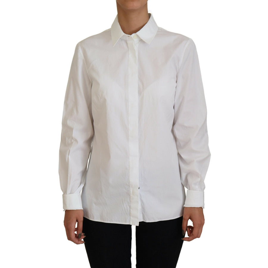 Dolce & Gabbana Elegant White Cotton Button-Up Top