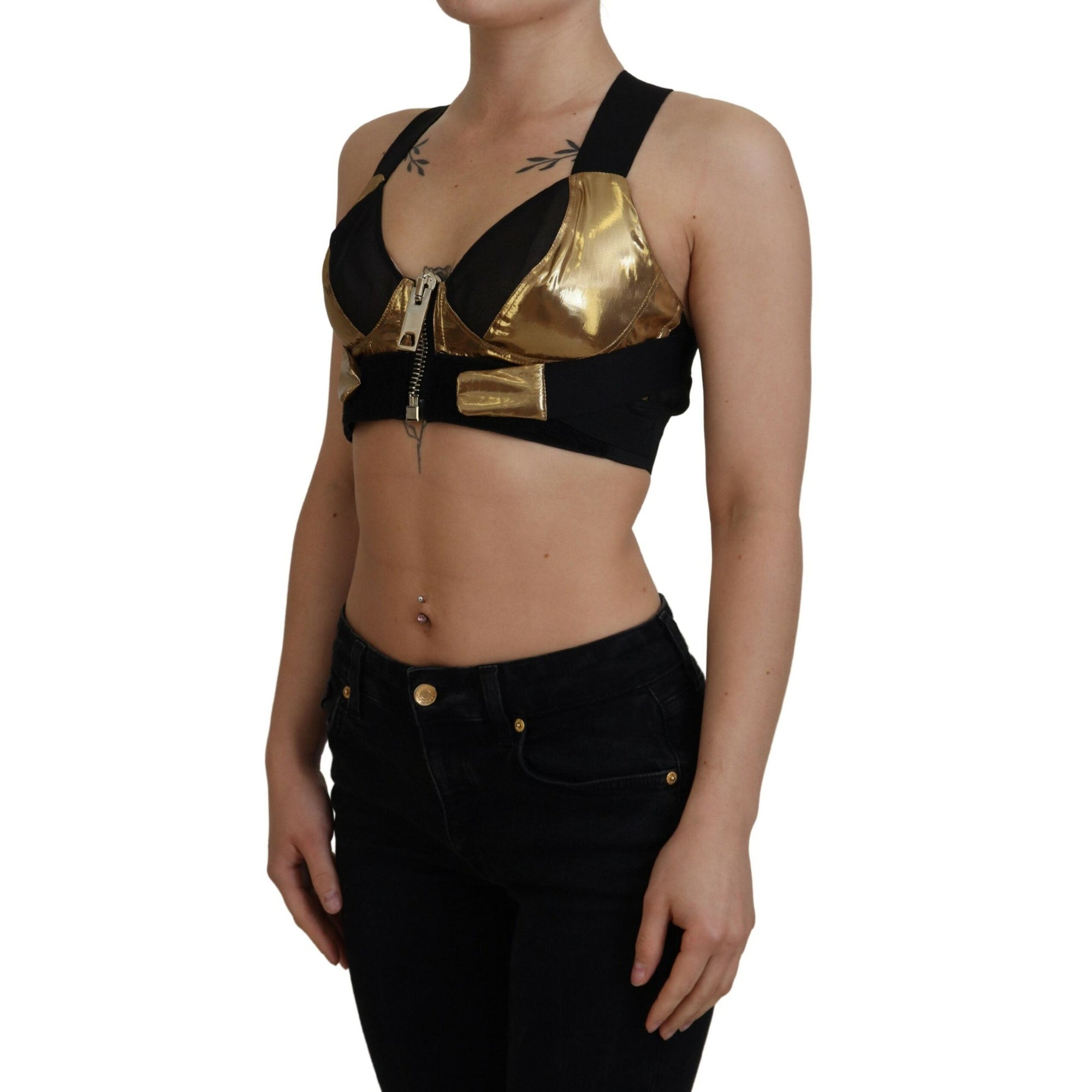 Dolce &amp; Gabbana Elegant Cropped Top with Front Zipper