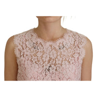 Dolce & Gabbana Elegant Sheer Lace Sleeveless Blouse in Pink