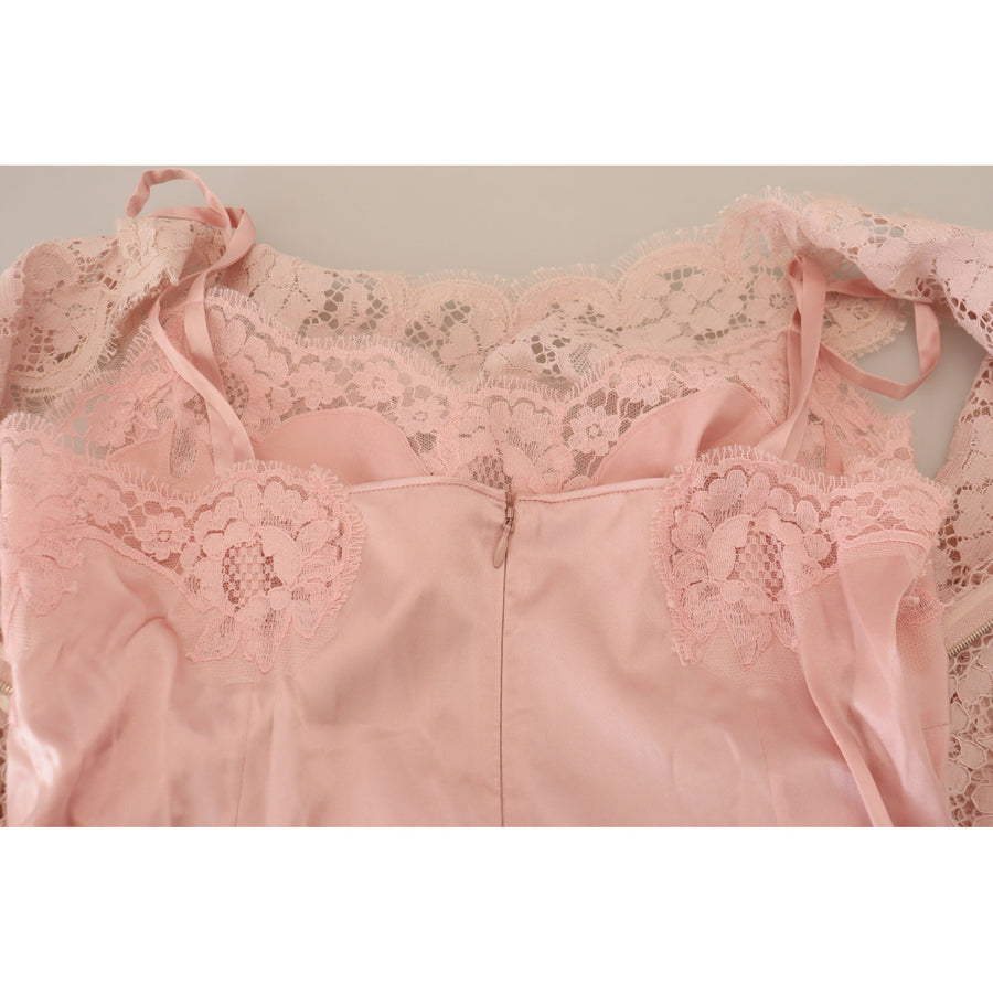 Dolce & Gabbana Elegant Sheer Lace Sleeveless Blouse in Pink