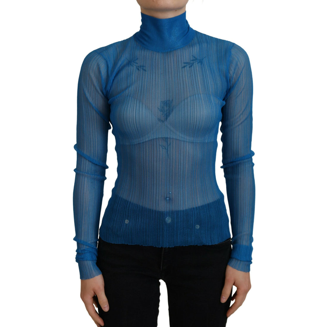 Dolce & Gabbana Elegant Blue Mesh Blouse Top