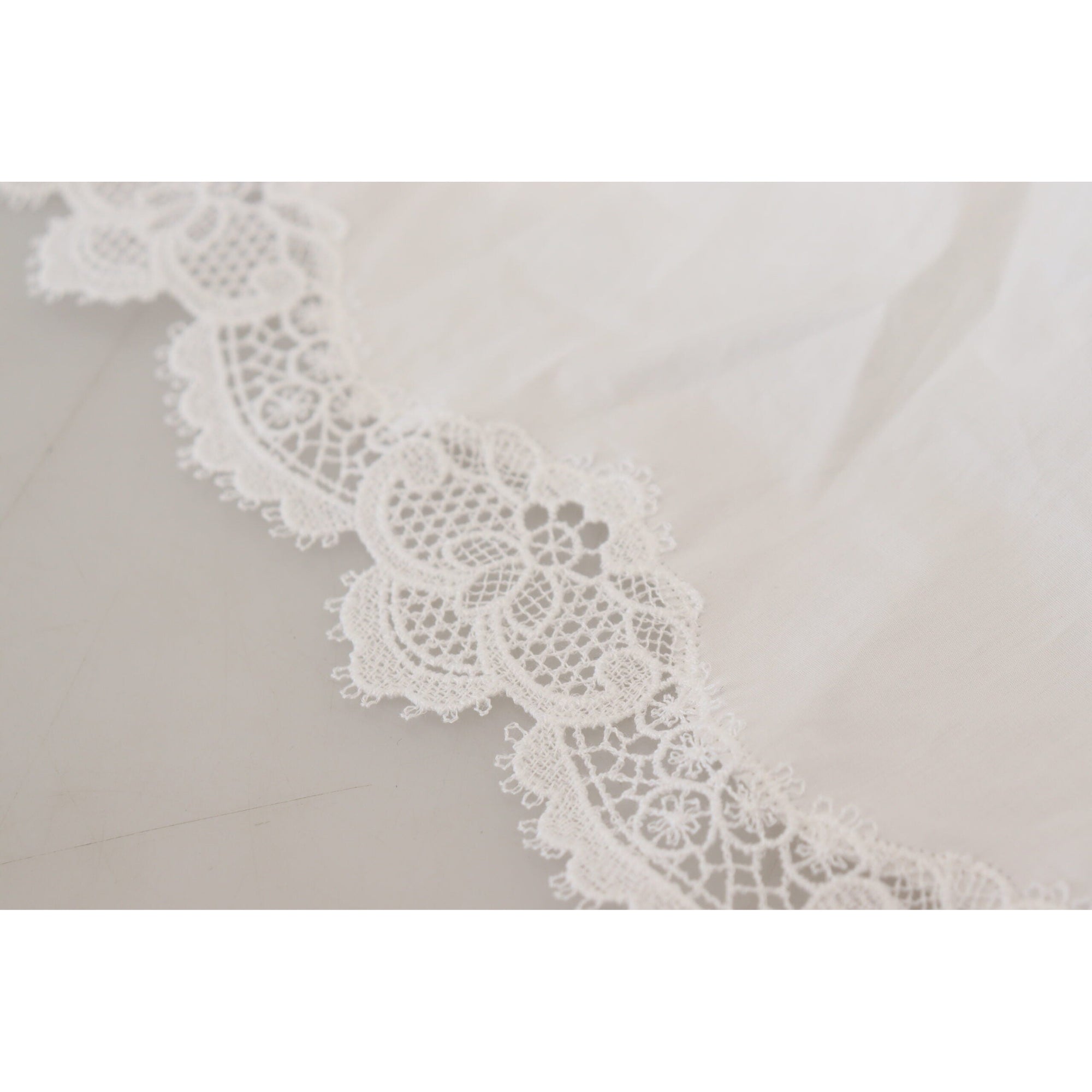 Dolce &amp; Gabbana Elegant White Lace Trim Cotton Blouse