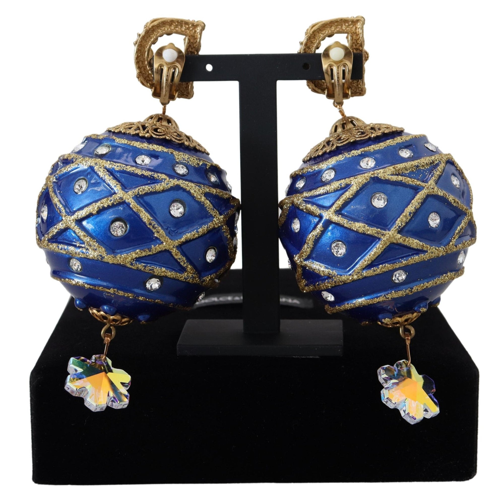 Dolce &amp; Gabbana Elegant Dangling Crystal Christmas Ball Earrings