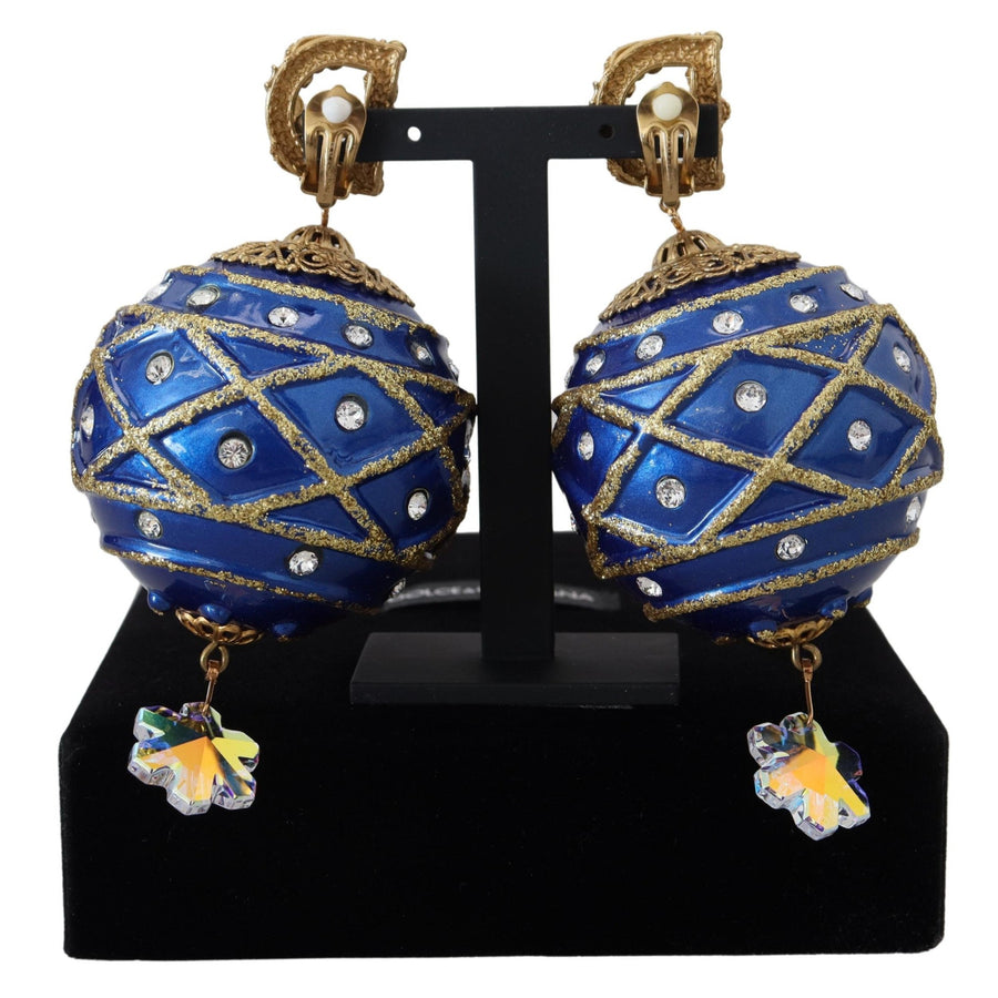 Dolce & Gabbana Elegant Dangling Crystal Christmas Ball Earrings