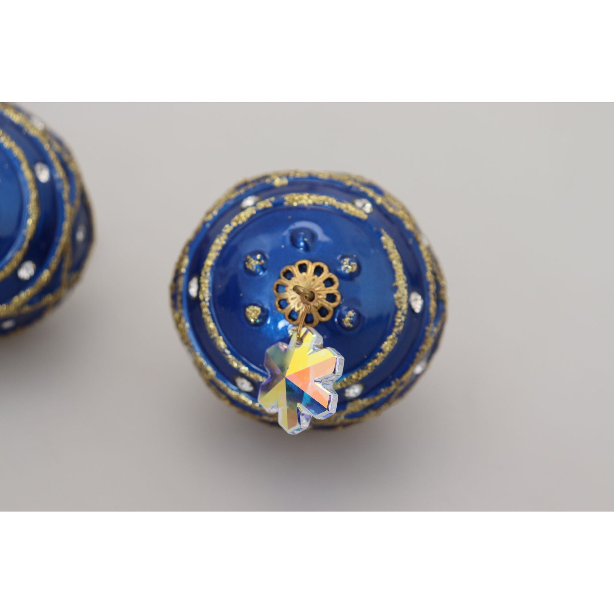 Dolce &amp; Gabbana Elegant Dangling Crystal Christmas Ball Earrings