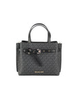 Michael Kors Emilia Small Black Signature PVC Satchel Crossbody Handbag Purse