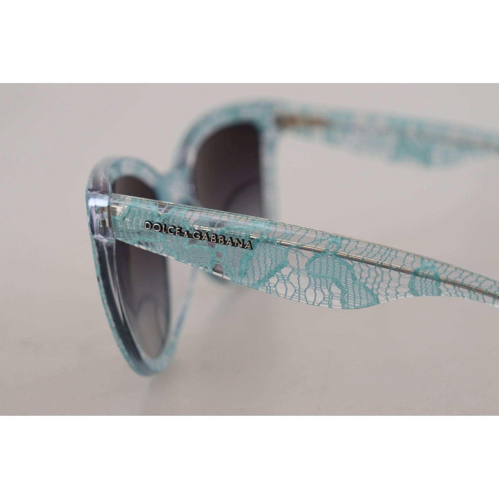 Dolce &amp; Gabbana Elegant Blue Lace Detail Sunglasses