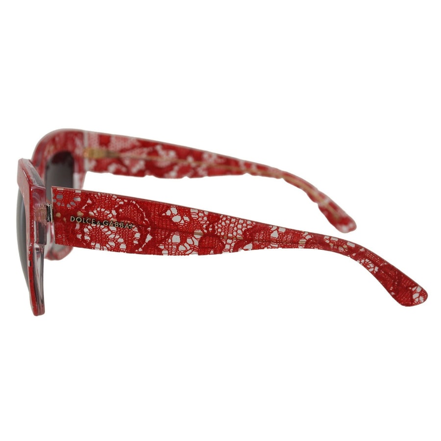 Dolce & Gabbana Elegant Red Lace Detail Sunglasses