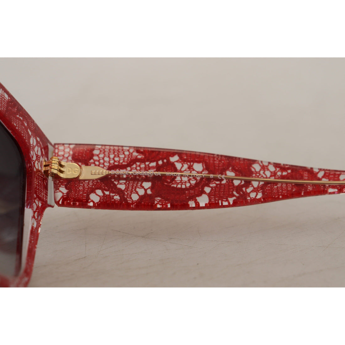 Dolce & Gabbana Elegant Red Lace Detail Sunglasses