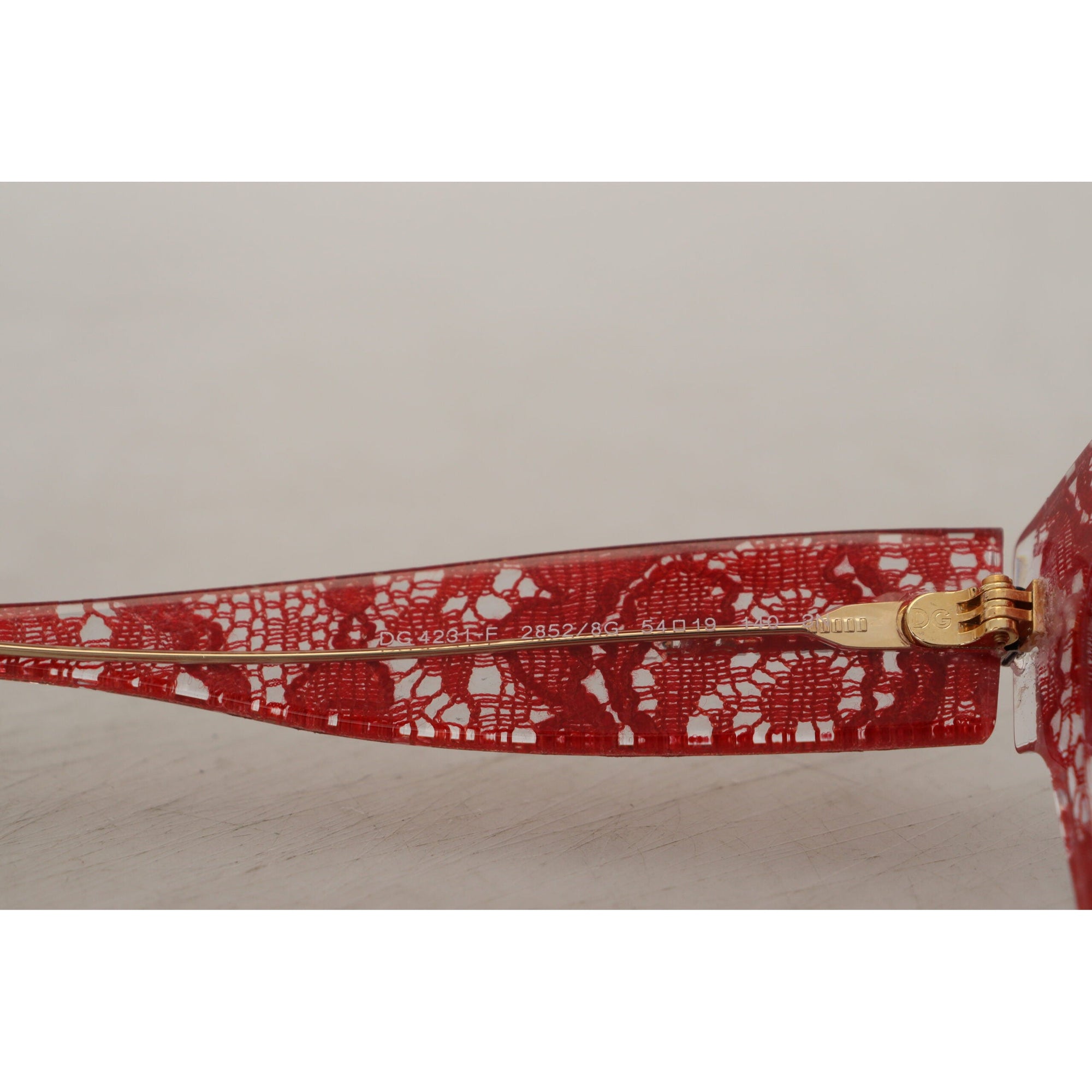 Dolce &amp; Gabbana Elegant Red Lace Detail Sunglasses