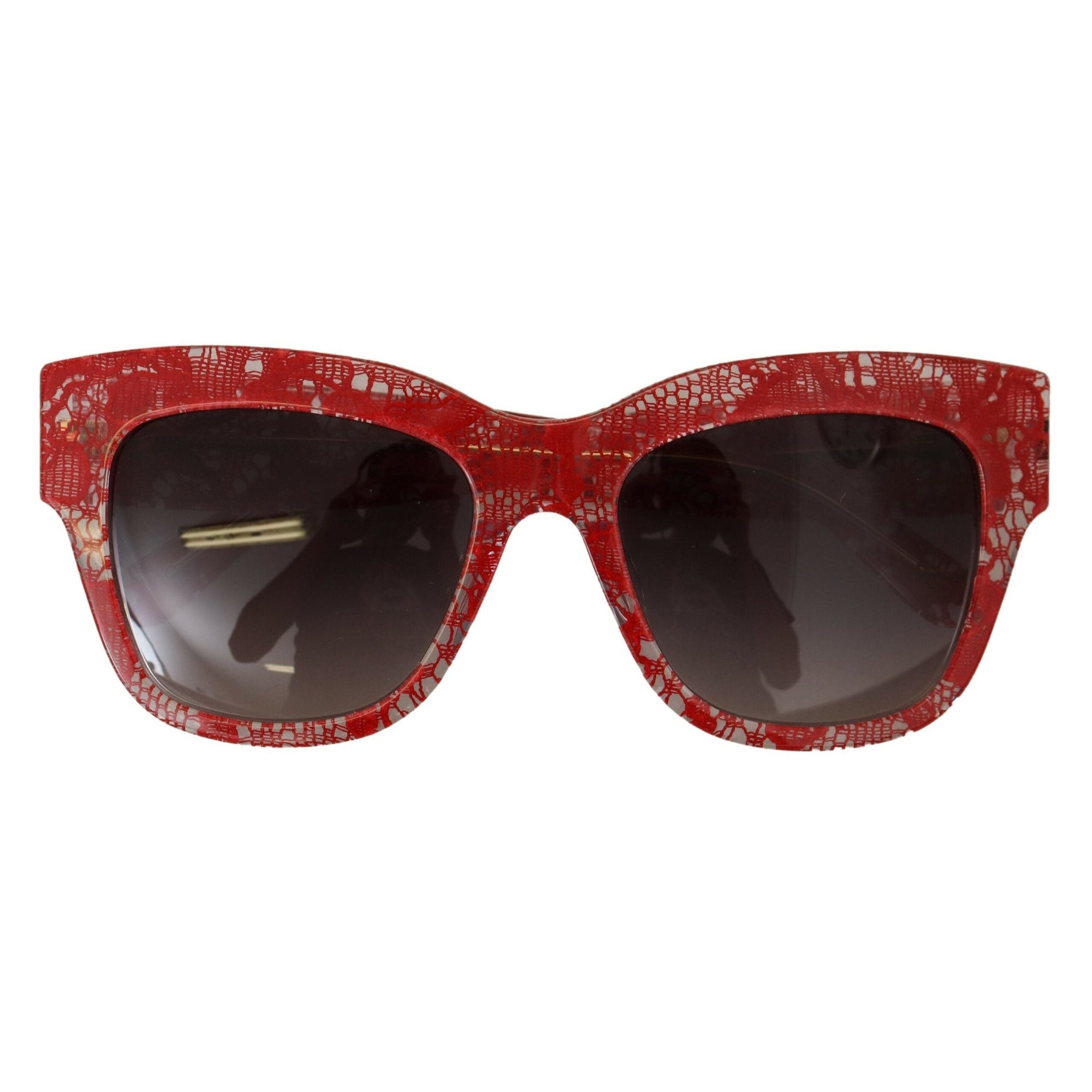Dolce &amp; Gabbana Elegant Red Lace Detail Sunglasses