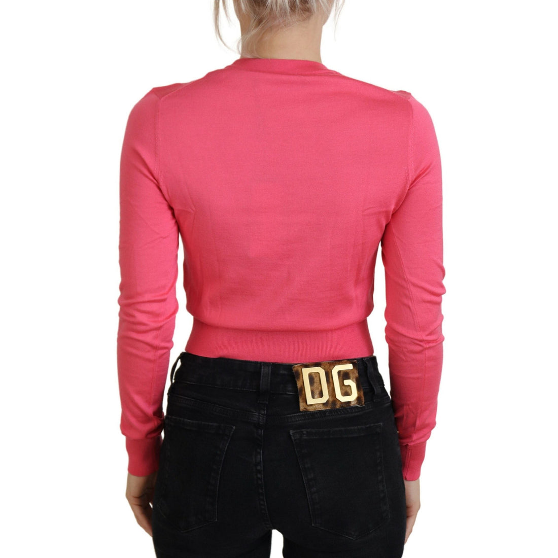 Dolce & Gabbana Elegant Pink Cropped Crewneck Sweater