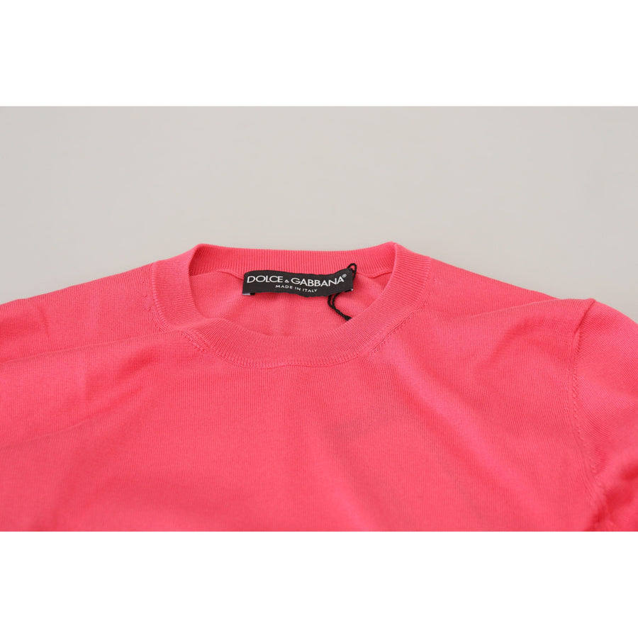 Dolce & Gabbana Elegant Pink Cropped Crewneck Sweater