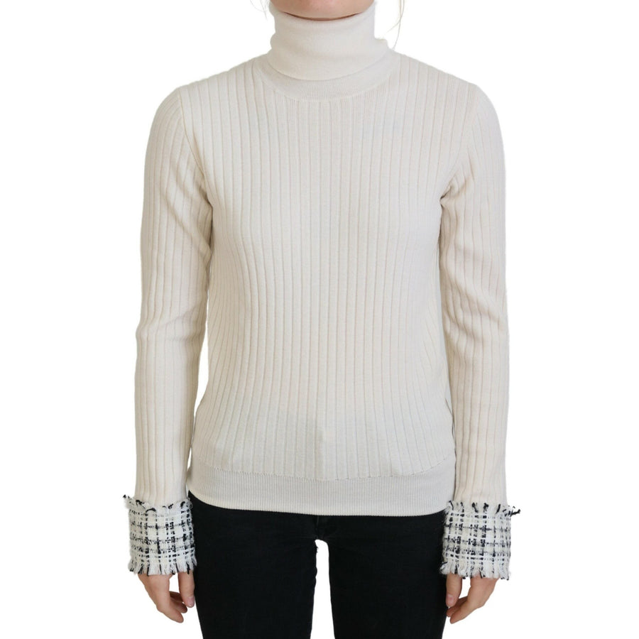 Dolce & Gabbana Ivory Turtleneck Wool Blend Sweater