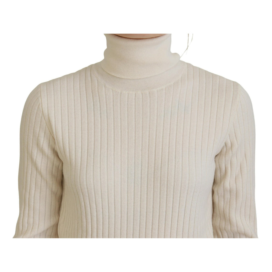 Dolce & Gabbana Ivory Turtleneck Wool Blend Sweater