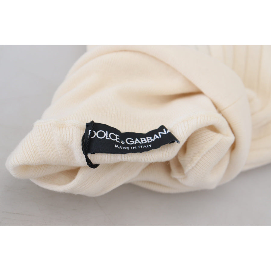 Dolce & Gabbana Ivory Turtleneck Wool Blend Sweater