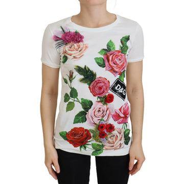 Dolce & Gabbana Elegant Multicolor Rose Print Cotton Tee