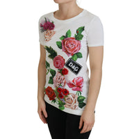 Dolce & Gabbana Elegant Multicolor Rose Print Cotton Tee