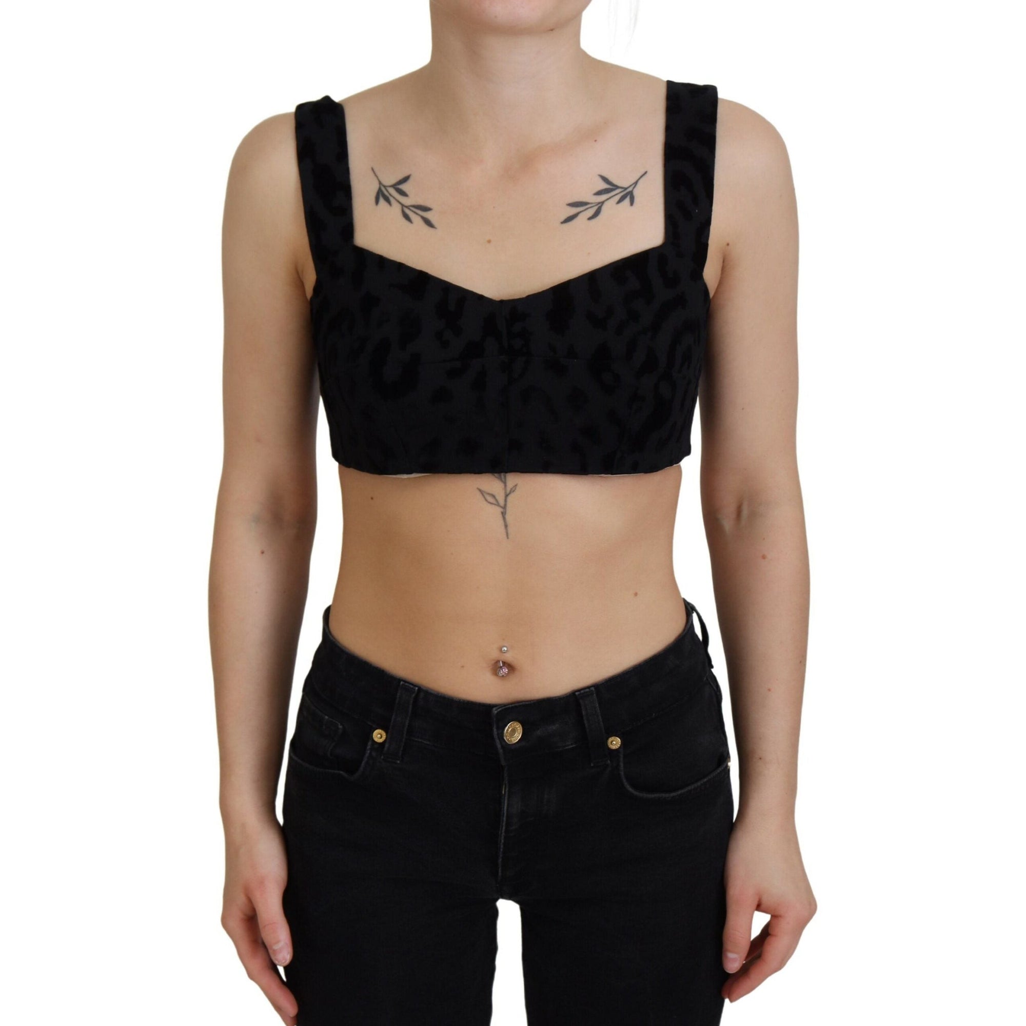 Dolce &amp; Gabbana Elegant Black Cotton Blend Bustier Corset Top