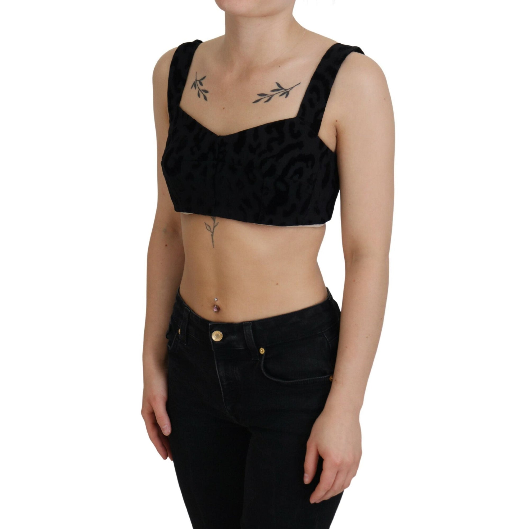 Dolce &amp; Gabbana Elegant Black Cotton Blend Bustier Corset Top
