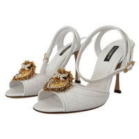 Dolce & Gabbana Devotion Embellished White Leather Stilettos