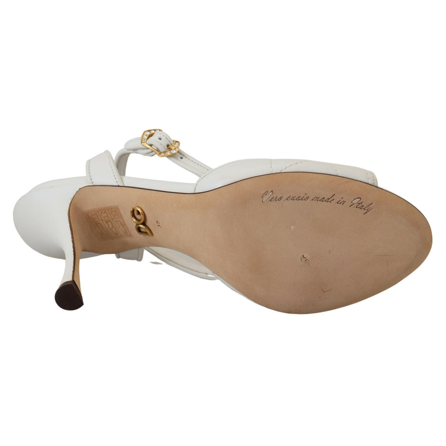 Dolce & Gabbana Devotion Embellished White Leather Stilettos