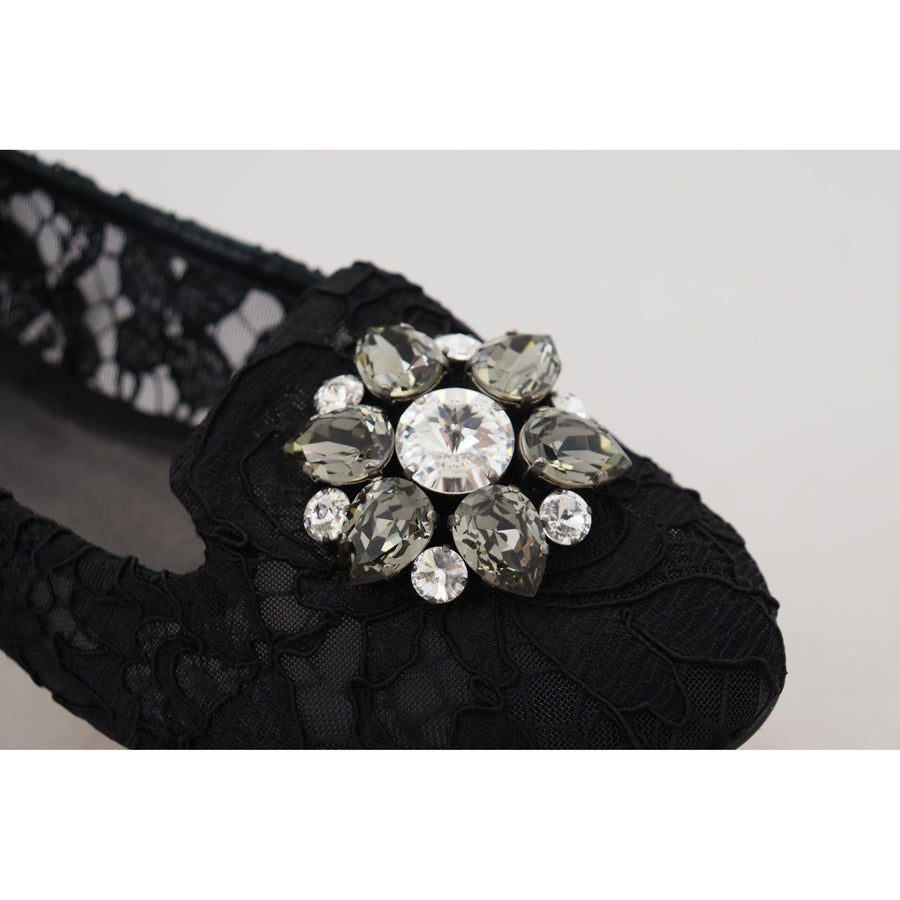 Dolce & Gabbana Elegant Floral Lace Flat Vally Shoes