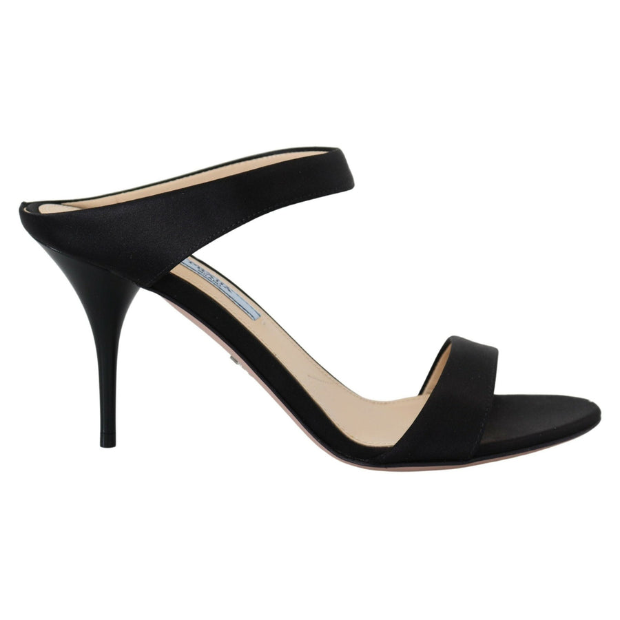 Prada Elegant Black Leather Heels Pumps