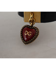 Dolce & Gabbana Elegant Black Leather Gold Detail Bracelet