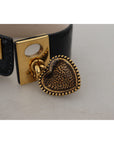 Dolce & Gabbana Elegant Black Leather Gold Detail Bracelet