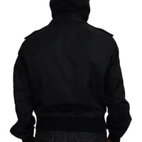 Dolce & Gabbana Sleek Black Hooded Bomber Jacket