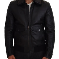 Dolce & Gabbana Chic Black Leather Silk-Lined Jacket