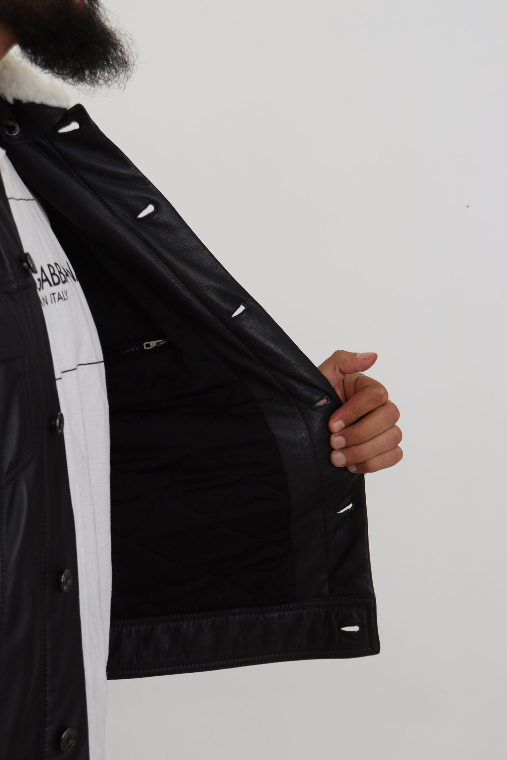 Dolce &amp; Gabbana Elegant Black Leather Bomber Jacket