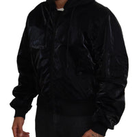 Dolce & Gabbana Elegant Black Bomber Hooded Jacket