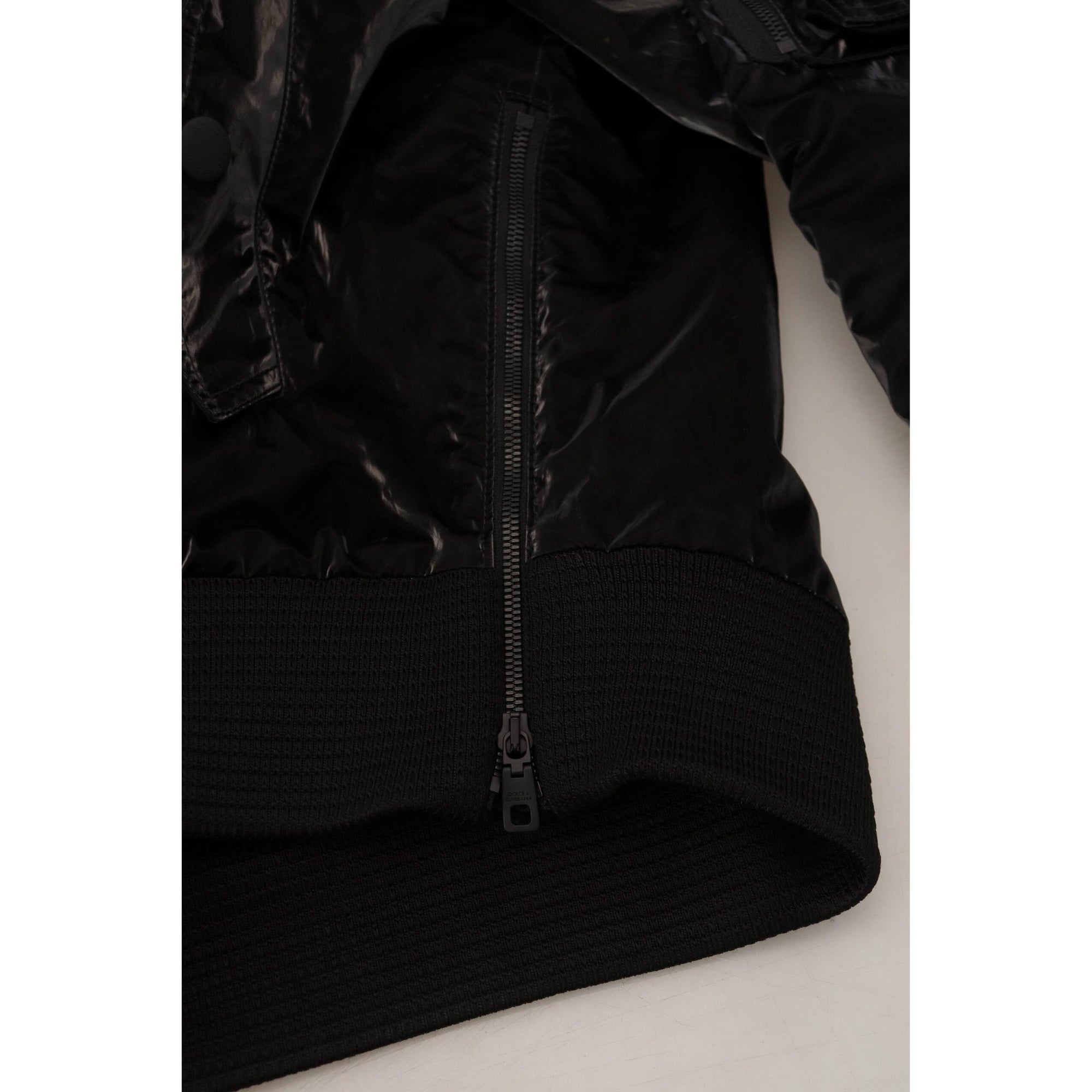 Dolce &amp; Gabbana Elegant Black Bomber Hooded Jacket