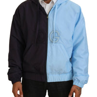 Dolce & Gabbana Elegant Hooded Blue Jacket - Full Zipper Closure