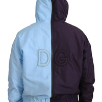 Dolce & Gabbana Elegant Hooded Blue Jacket - Full Zipper Closure