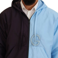 Dolce & Gabbana Elegant Hooded Blue Jacket - Full Zipper Closure