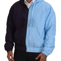 Dolce & Gabbana Elegant Hooded Blue Jacket - Full Zipper Closure