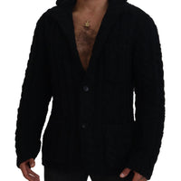 Dolce & Gabbana Elegant Black Wool-Cashmere Cardigan Sweater