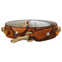 Dolce & Gabbana Chic Orange Leather Bag Strap with Gold-Tone Clasps