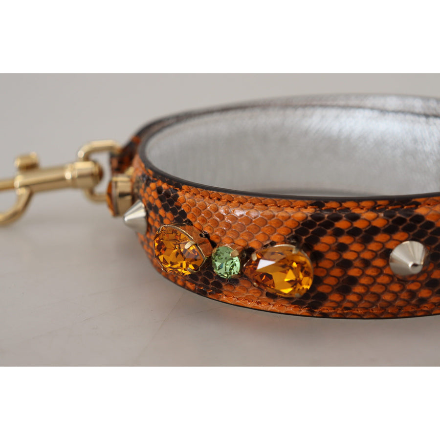 Dolce & Gabbana Chic Orange Leather Bag Strap with Gold-Tone Clasps